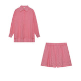 Leichter Zweiteiler aus Baumwollmix – Oversize Bluse & Shorts für Damen