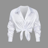 Florentine | Elegante Langarm-Bluse aus seidigem Satin