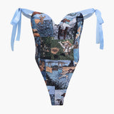 Andrea | Kunstvolle Corsage & Cargohose mit Retro-Print