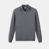 Eleganter Zopfstrickpullover mit Reißverschluss