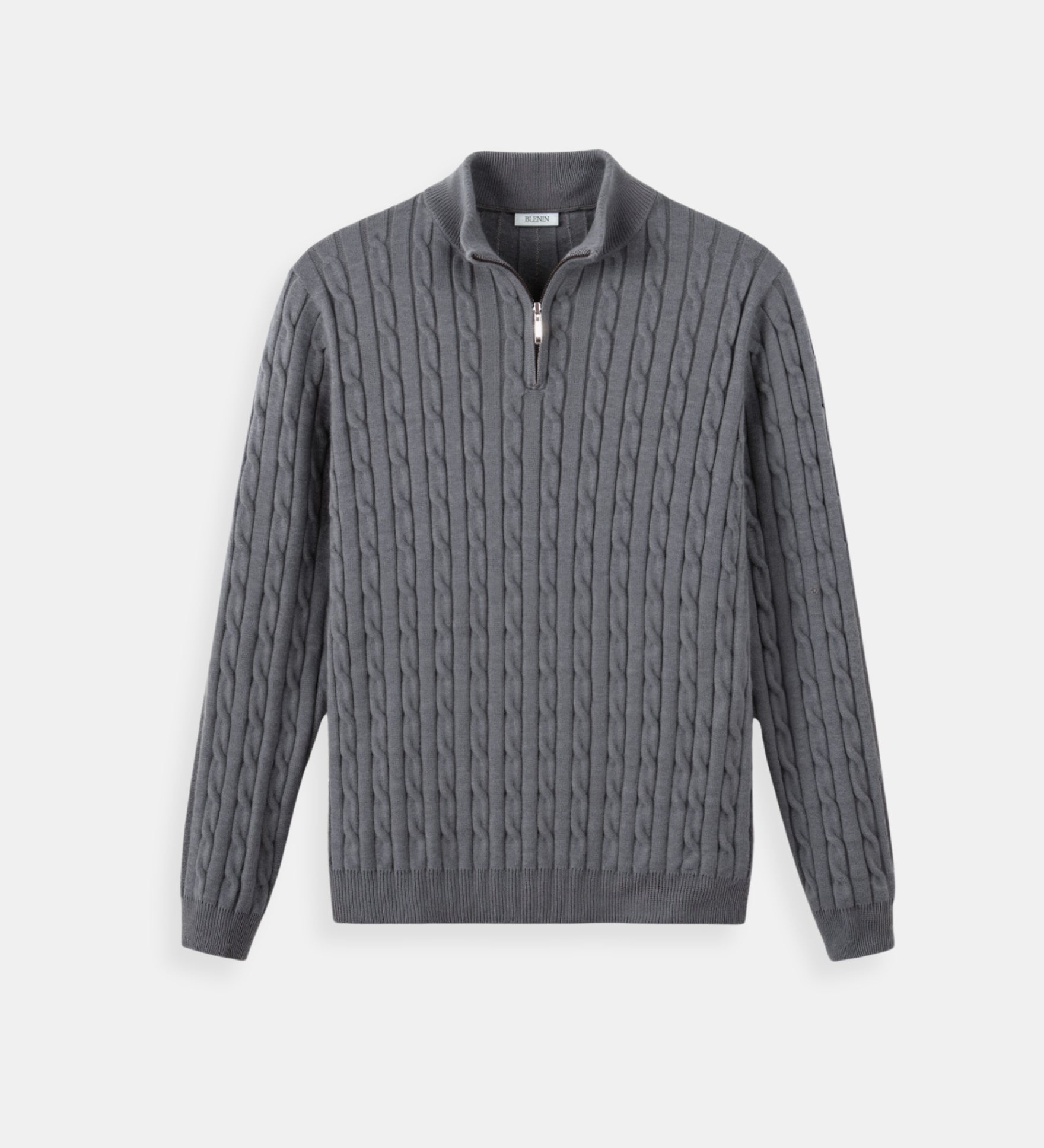 Eleganter Zopfstrickpullover mit Reißverschluss