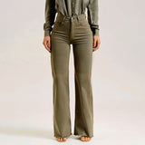 Damen-High-Waist-Jeans mit Schlag und Raw-Hem
