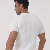 Joshua | V-Ausschnitt Rippenstrick-Poloshirt für Männer