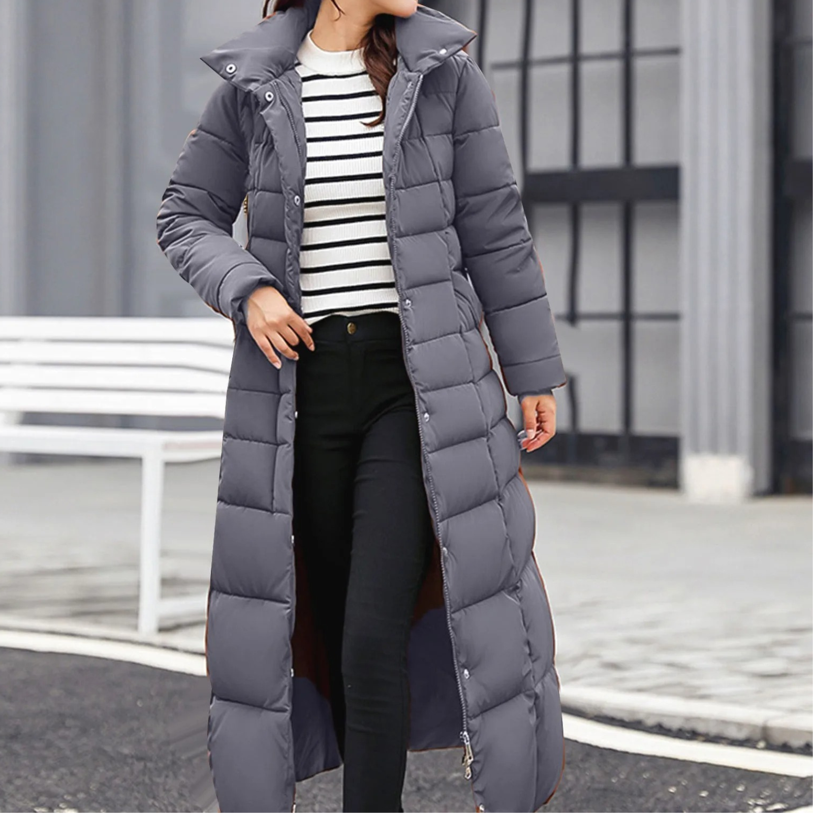 Emilia | Elegante Pufferjacke mit Umlegekragen und Knopf für Damen
