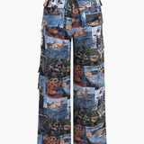 Andrea | Kunstvolle Corsage & Cargohose mit Retro-Print