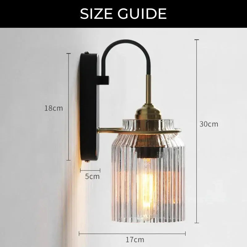 HeritageIllume - Vintage wandlamp met geribbelde glazen kap Zendoo.de