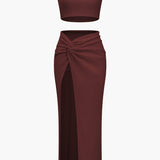 Nadine | Eleganter Twisted-Skirt-Zweiteiler mit Crop-Top