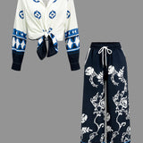 Zahara | Boho-Zweiteiler mit Bluse & Weitbein-Hose