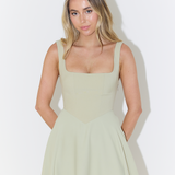 Bella | Elegantes Maxikleid A-Linie mit breiten Trägern – Schwarz, Weiß, Mintgrün
