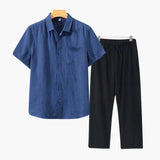 Lincoln | Old Money Herren Leinen-Set mit Kurzarmhemd & Sommerhose