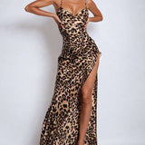 Amelie | Verführerisches Leopard-Maxikleid – Sinnlicher Look mit Beinschlitz