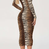 Leona | Elegantes Leopard-Print Midikleid – Wild & Stilvoll