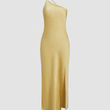 Katharina | Elegantes Rückenfreies Satinkleid für Hochzeit und Party