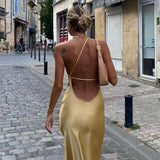 Katharina | Elegantes Rückenfreies Satinkleid für Hochzeit und Party