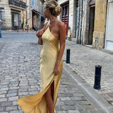 Katharina | Elegantes Rückenfreies Satinkleid für Hochzeit und Party
