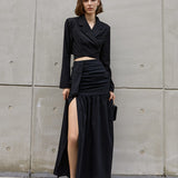 Emilia | Elegantes Zweiteiler-Set mit Cropped Blazer & Maxi-Rock