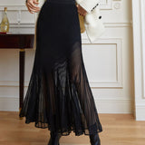 Annerose | Eleganter Plissee-Midirock aus transparentem Chiffon mit blickdichtem Unterrock