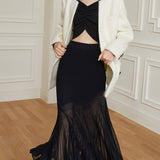 Annerose | Eleganter Plissee-Midirock aus transparentem Chiffon mit blickdichtem Unterrock