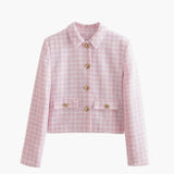Lotte | Rosa Tweed Topjacke mit goldenen Knöpfen für Damen