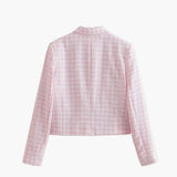 Lotte | Rosa Tweed Topjacke mit goldenen Knöpfen für Damen