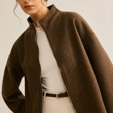 Lia | Kurze braune Jacke mit Stehkragen – Minimalistisch und elegant