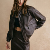 Elena | Trendige Leder-Bomberjacke – Modern & Lässig