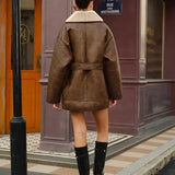 Emma | Kunstlederjacke mit Fleece-Innenseite und Gürtel Zendoo.de