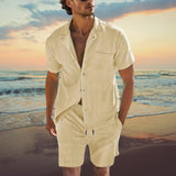 Herren-Shorts-Set mit Kurzarmhemd im Sommerstil