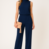 Eleganter Jumpsuit mit Ärmellosem Design und Weitem Bein – Stilvolle Kombination für Alltag und Abend