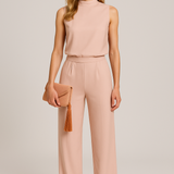 Eleganter Jumpsuit mit Ärmellosem Design und Weitem Bein – Stilvolle Kombination für Alltag und Abend