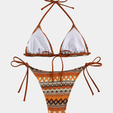 Lainie | Triangel-Bikini-Set mit Ethno-Muster und verstellbaren Bindebändern