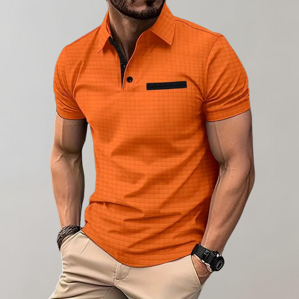 Liam | Waffelstrick-Poloshirt mit auffälliger Kontrastfarbe