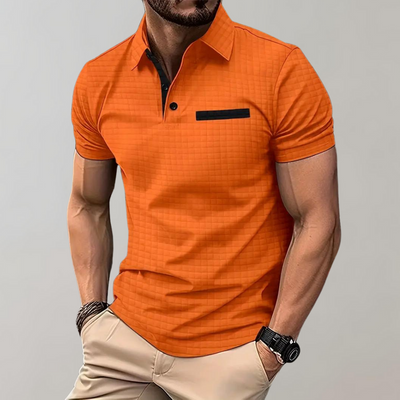 Liam | Waffelstrick-Poloshirt mit auffälliger Kontrastfarbe