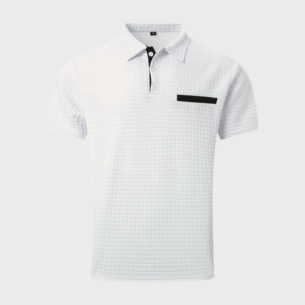 Liam | Waffelstrick-Poloshirt mit auffälliger Kontrastfarbe