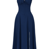 Sophia | Feminines Midikleid mit Corsage, Trägern & schwingendem Rock