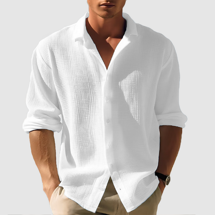 Leichtes Langarm Sommerhemd mit klassischem Kragen für Freizeit und Business Casual
