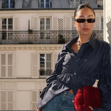 Raffinierte Bluse mit Raffung und Hemdkragen für Damen
