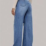 Weit geschnittene Jeans mit Herz- & Graffiti-Print – Trendige Streetstyle-Denim