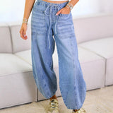 Weit geschnittene Jeans mit Kordelzug – Bequeme Damenjeans im Casual-Look