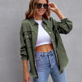 Damen Oversized Jeansjacke – Trendige Übergangsjacke mit Distressed Look