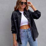 Damen Oversized Jeansjacke – Trendige Übergangsjacke mit Distressed Look