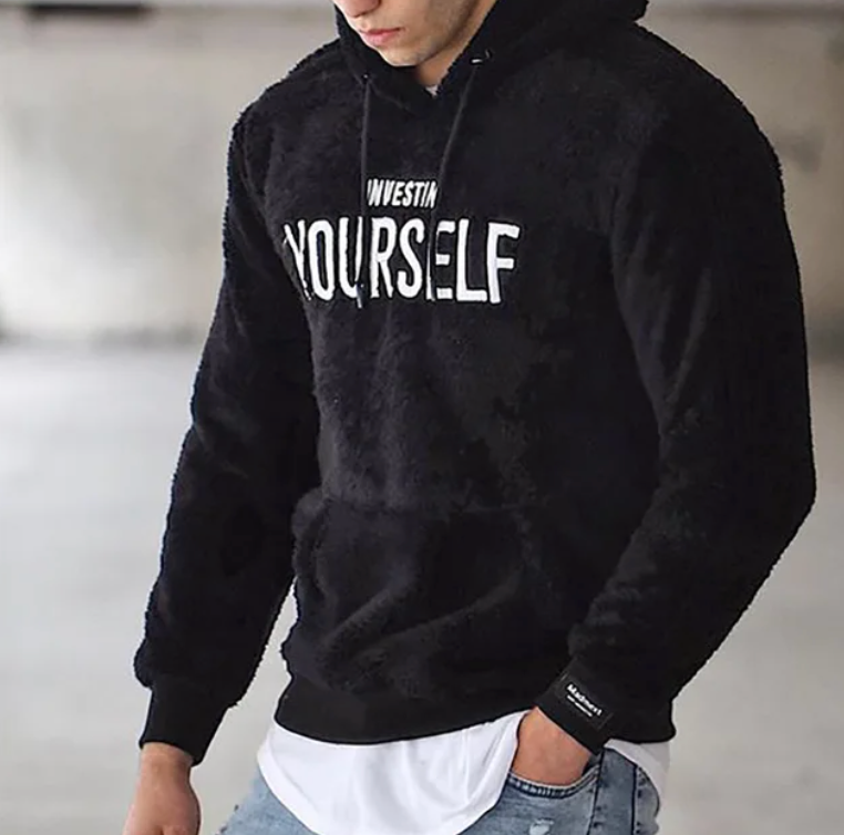 Kuschelweicher Hoodie mit Motiv „Invest in Yourself“ für stilvolle Freizeitlooks