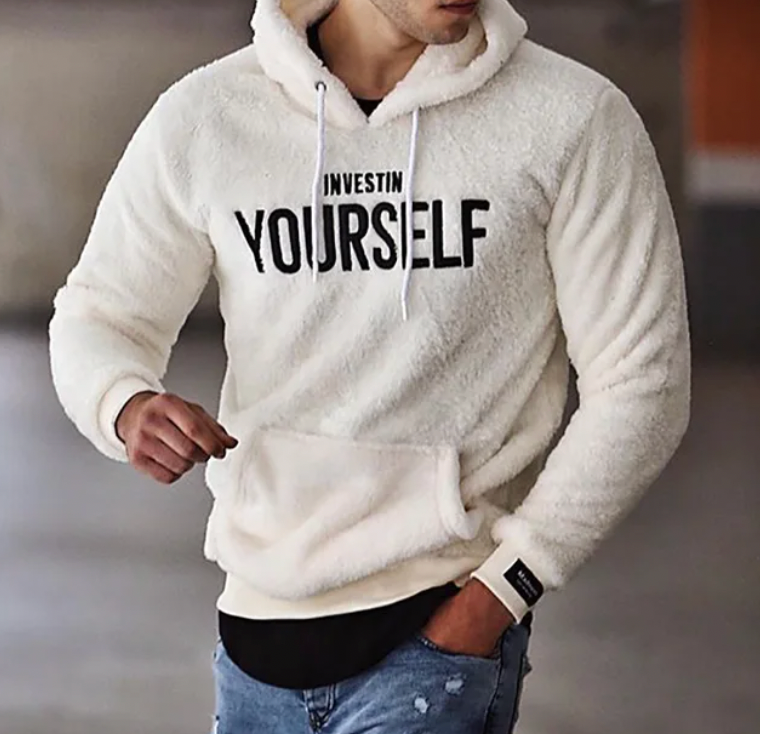 Kuschelweicher Hoodie mit Motiv „Invest in Yourself“ für stilvolle Freizeitlooks