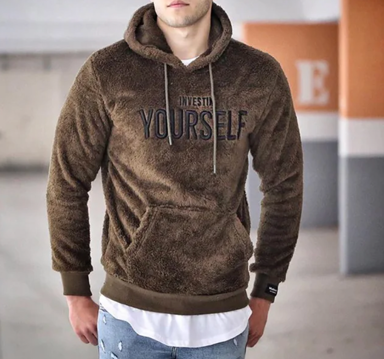 Kuschelweicher Hoodie mit Motiv „Invest in Yourself“ für stilvolle Freizeitlooks