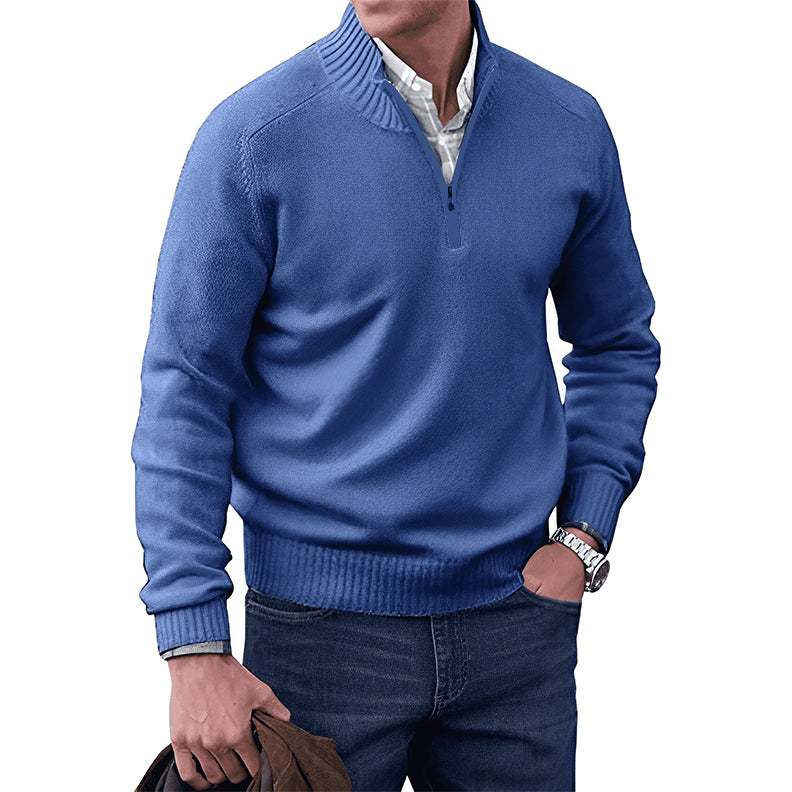 Klassischer Herren Pullover mit Reißverschlusskragen – Stilvoller Strick für jeden Anlass