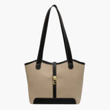 Amelia | Canvas Schulter Handtasche mit Lederdetails & Drehverschluss