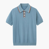 Theo | Sommer Strick-Poloshirt mit Kontrastkragen
