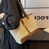 Amelia | Canvas Schulter Handtasche mit Lederdetails & Drehverschluss