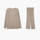 Camila | Rippenstrick Weites Bein Schlaghosen & Pullover Zweiteilig Lounge-Set