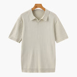 Christian | Herren Kurzarm Fein Rippenstrick Polo-Shirt